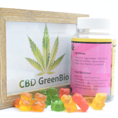 Hanf-Auszug CBD schlafen gummiartige Schmerz-Druck-Freigabe 220g pro gummiartige Pfirsich-Ringe der Flaschen-CBD