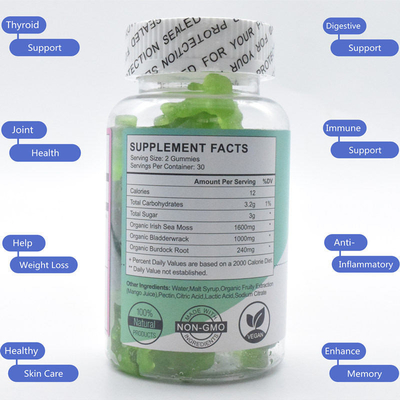 60 Irischer See Moss Gummies GMP personifizierte Logo Immune Support